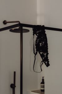 Kaboompics - Black lace bra with underwire - shower