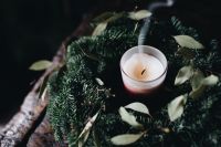 Candle and wreath