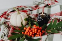 Kaboompics - Blanket - white pumpkins - candle - flatlay - rowan