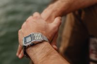 Closeup vinatage watch on wrist of man