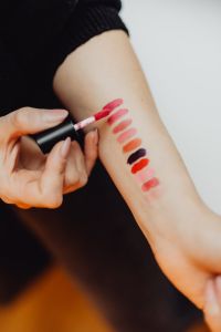 Kaboompics - Lipstick swatches on woman hand