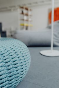 Kaboompics - Blue knitted pouf