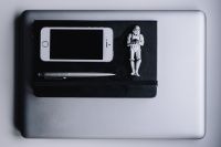 Kaboompics - iPhone, notebook, Macbook, pen, Stormtrooper