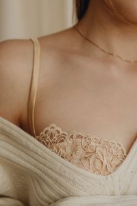 Kaboompics - Satin bra with decorative lace trim