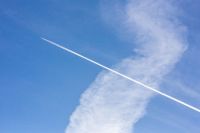 Kaboompics - Airlane contrails on a cloudy blue sky