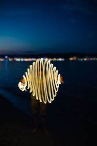 Kaboompics - Light painting on the beach at nigh