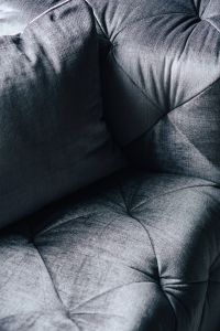 Close-up of a grey sofa