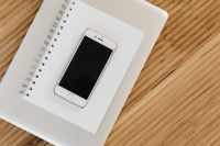 Kaboompics - Iphone - mobile phone - notebooks - mockup - mock-up