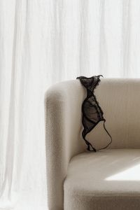 Kaboompics - Black lace bra with underwire lies on the chair