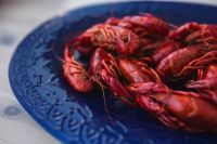 Kaboompics - Crayfish on a blue plate