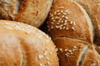 Close-up of a bread roll - a Kaiser roll
