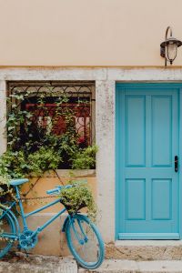 Blue doors and blue bicycle, Rovinj, Croatia