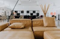 Come up of Modern & Contemporary Tan Leather Sofa