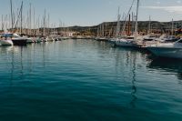 Marina with boats in the Adriatic Sea in Izola, Slovenia