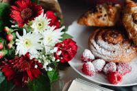 Flowers - Cinnamon Rolls and croissant