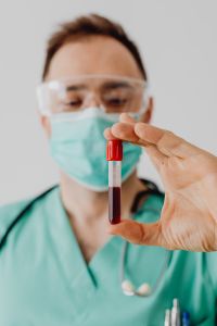 Doctor with blood sample