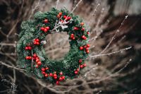 Kaboompics - A Very Merry Fresh Holly Wreath for Christmas