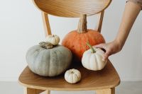 Pumpkins on a wooden chair