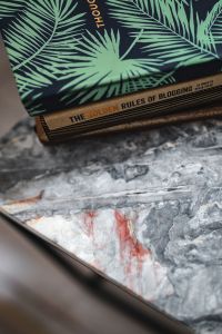 Notebooks on a marble table