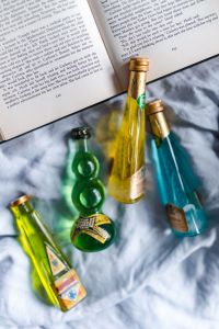 Kaboompics - Group of colorful little bottles with liqueurs