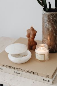 Kaboompics - LEUCADENDRON SAFARI SUNSET - candle - marble vase - alabaster