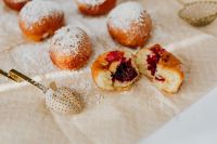 Kaboompics - Traditional Homemade Polish Paczki with cherry jem