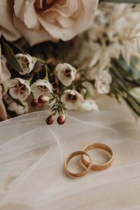 Kaboompics - Wedding rings - veil - flowers