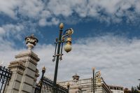 Kaboompics - Gold lamp & Decorative fence of the Royal Palace in Madrid, Spain