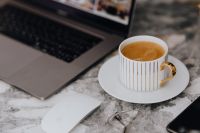Kaboompics - Coffee in a cup on a marble desk