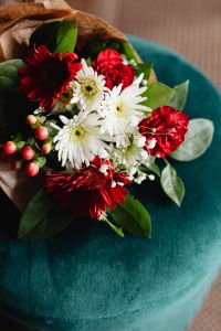 Kaboompics - Flower Bouquet on Velour Pouf