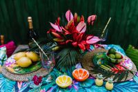 Party Table, Flowers, Lemons, Limes, Drinks