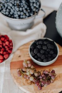 Grapes, blackberries and raspberries