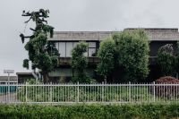 Kaboompics - Municipal greenery - modern house, trees, hedge and fence