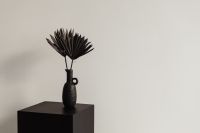 Kaboompics - Black dried palm leaves - black ceramic vase - backgrounds