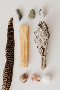 Sage - Palo Santo Wood - feather - stones