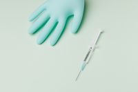 Nitrile gloves & syringe - medical