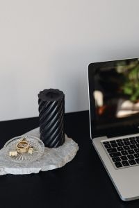 Laptop - computer - desk - black candle