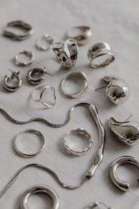 Silver jewelry - rings - necklace - metal trend aesthetic