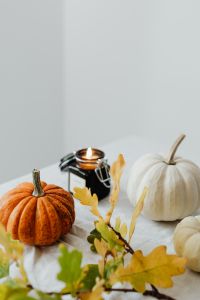 Pumpkins - leaves - candle