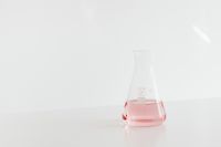 Conical flask with pink liquid