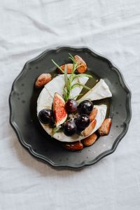Kaboompics - Camembert cheese - figs - almonds - rosemary - grapes
