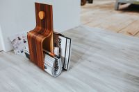 Kaboompics - Wooden designer magazine rack