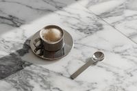Arabescato Marble Table - Metal Coffee Cup