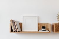 Kaboompics - Empty white frame - mockup - mock-up - shelf