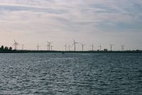 Kaboompics - Windmills by the lake