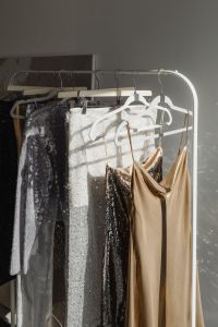Party Essentials - Detail of Glittering Fabrics for New Year's Eve - Silver Sequins and Gold Satin