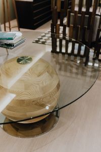 Kaboompics - Wooden detail of glass table