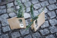 Kaboompics - Miniature green plants in a small glass on cobblestone