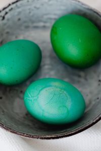 Easter eggs painted green