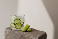 Kaboompics - Water glass - cucumber - ice cubes